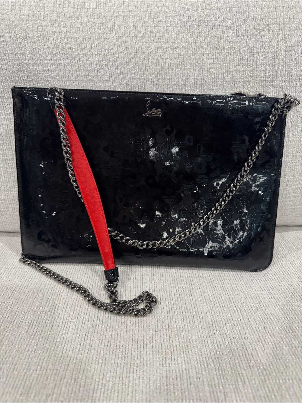 Christian Louboutin Black Patent Leather crossbody OR Clutch